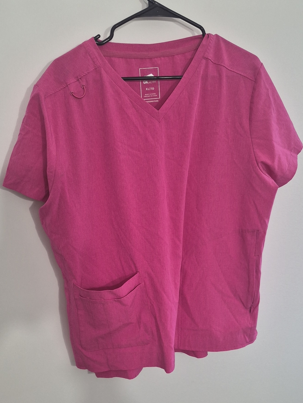 OXGEAR Women's V-Neck Scrub Top in Bright Pink